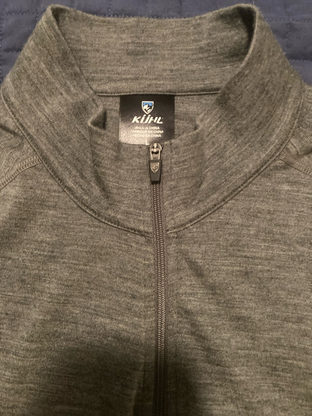 Kuhl Men's Skar Merino wool Heathered Gray Quarter-Zip Pullover size L